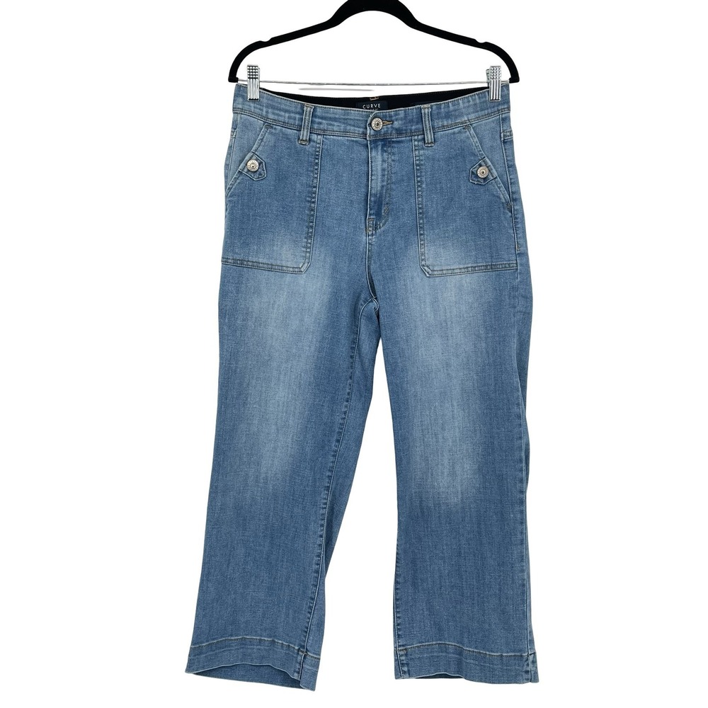 Curve Appeal Women's 10/30 High Rise Wide Leg Crop Jeans Comfort Waist Stretch